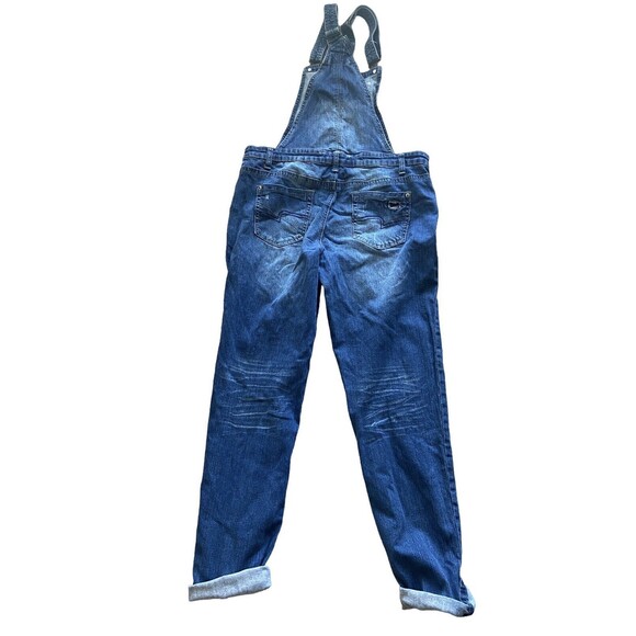 Rue21 Juniors Size 13  14 Skinny  Denim Blue Jean  Bib Overalls Distressed - Picture 2 of 6